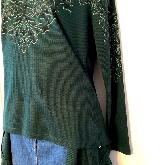 EUC One World Evergreen Waffle Weave Top, Size Large - Picture 6 of 15